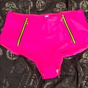 Hot pink zipper detail bikini bottom